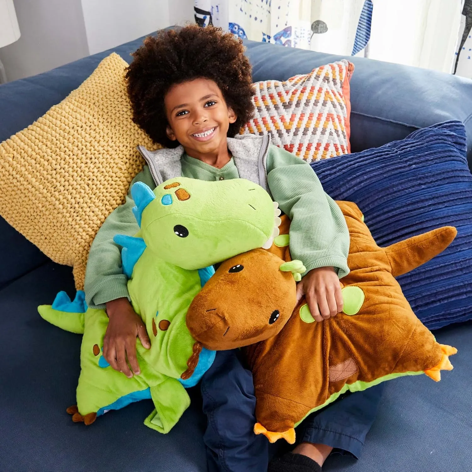 Pillow Pets Dinosaur, Green Dinosaur, 18" Stuffed Animal Plush Toy