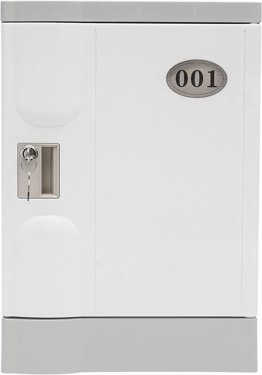 Plastic Locker, Lockable Storage Cabinet 19" with Keys | Great for Kids, Home, School, Office or Outdoor | Toy Box, Footlocker, Bedside Dresser/Nightstand, Sports or Gym (White)
