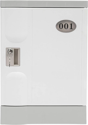Plastic Locker, Lockable Storage Cabinet 19" with Keys | Great for Kids, Home, School, Office or Outdoor | Toy Box, Footlocker, Bedside Dresser/Nightstand, Sports or Gym (White)