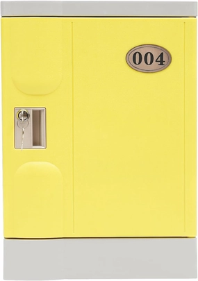 Plastic Locker, Lockable Storage Cabinet 19" with Keys | Great for Kids, Home, School, Office or Outdoor | Toy Box, Footlocker, Bedside Dresser/Nightstand, Sports or Gym (Yellow)