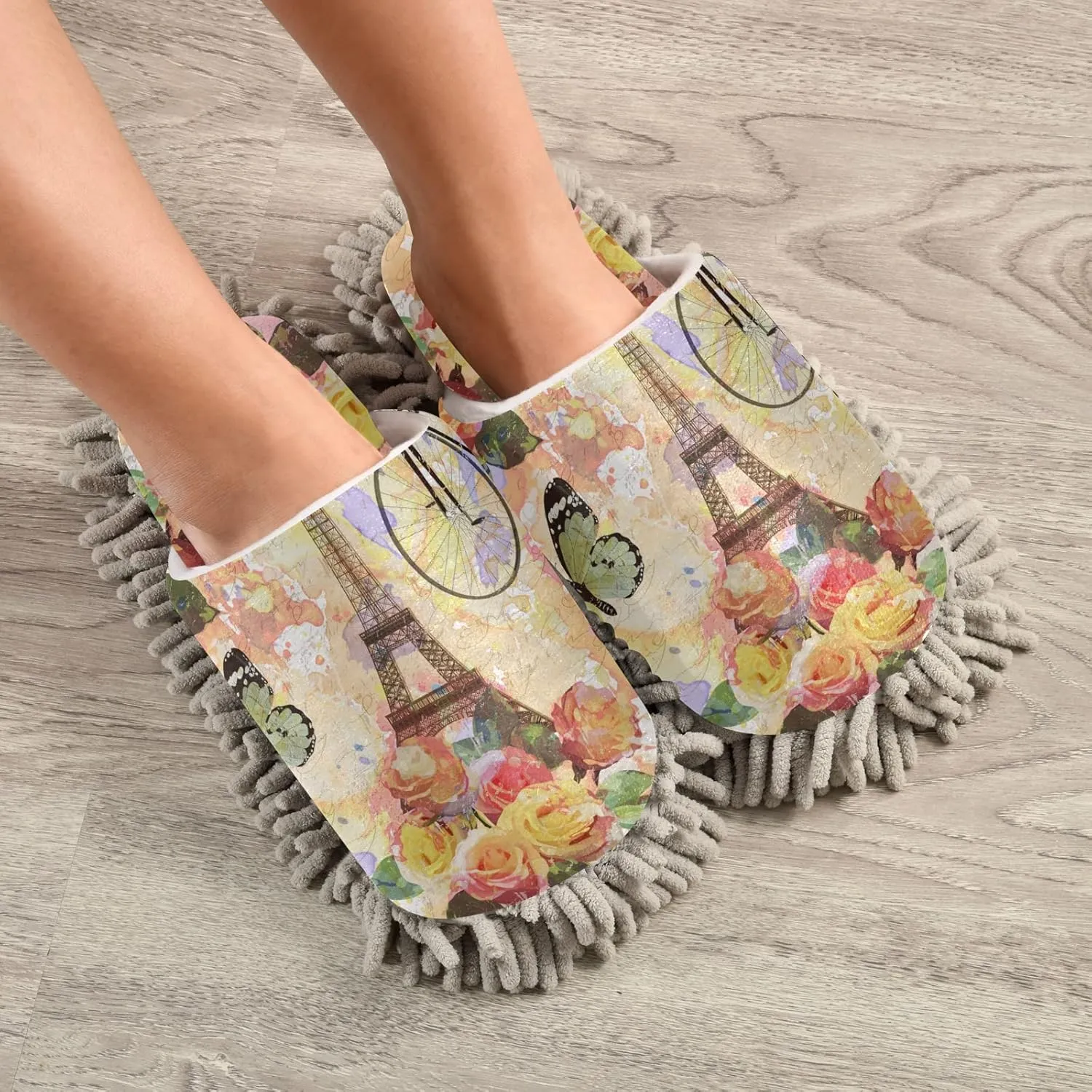 Poeticcity Mop Slippers Shoes, Unisex Cleaning House Slippers Spa Dusting Slippers M-L