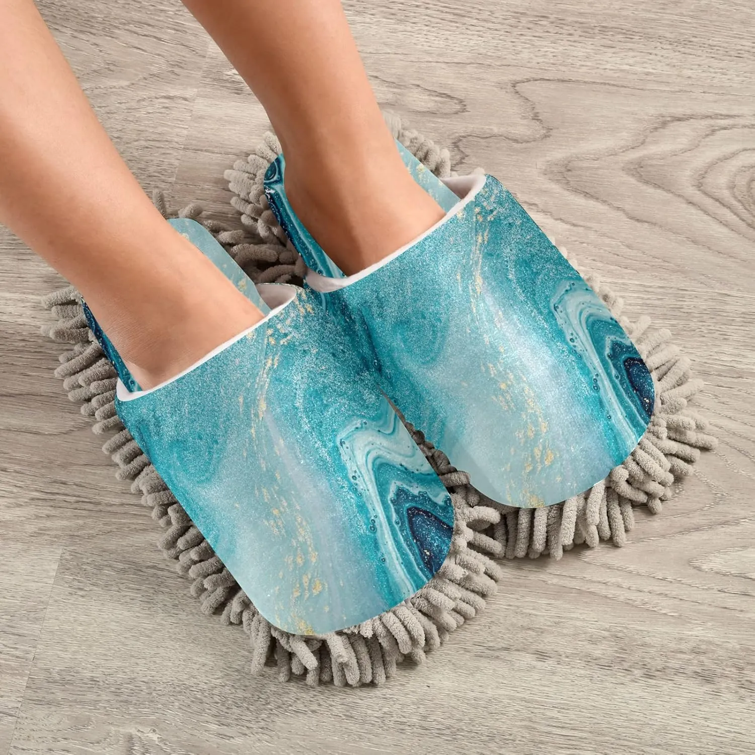 Poeticcity Mop Slippers Shoes, Unisex Cleaning House Slippers Spa Dusting Slippers M-L