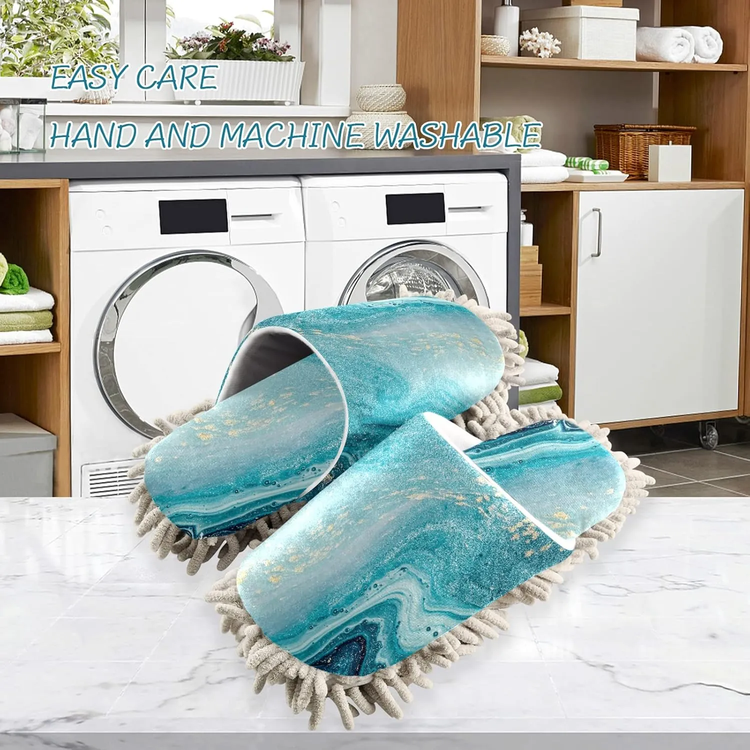 Poeticcity Mop Slippers Shoes, Unisex Cleaning House Slippers Spa Dusting Slippers M-L