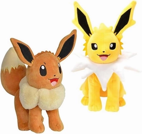 Pokemon 8" Eevee & Jolteon Plush 2-Pack - Eevee Evolution Set - Officially Licensed - Authentic Stuffed Animal Toy Figures - Gift for Kids, Boys, Girls - 2 