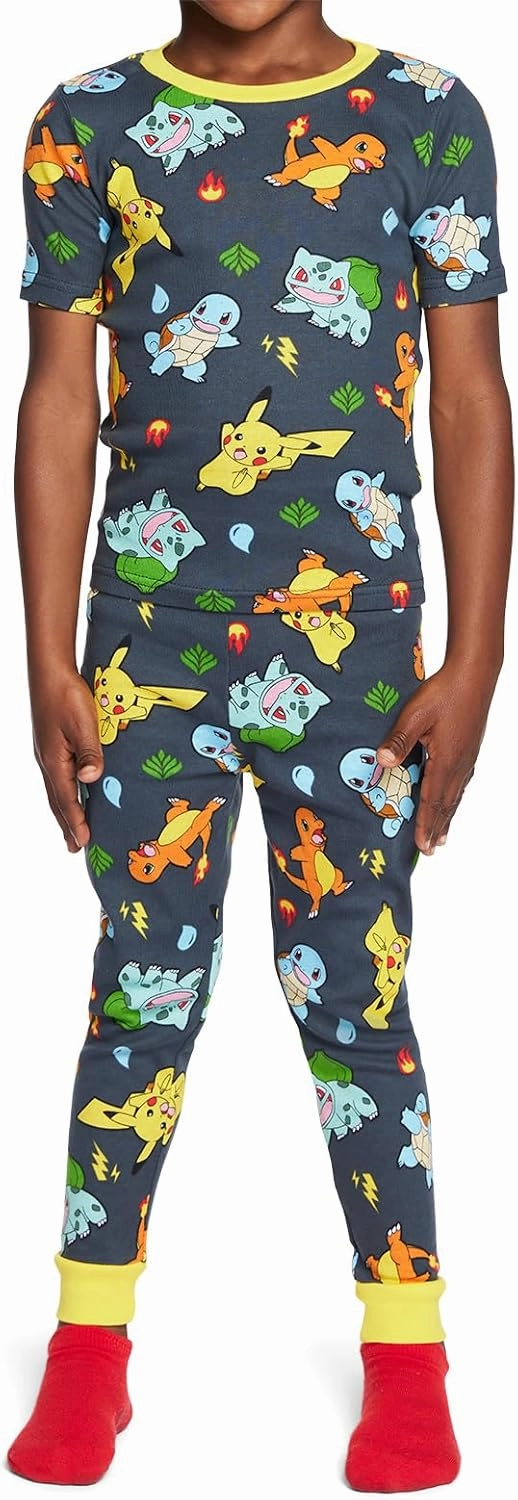 Pokemon Boys' 6-Piece Snug-fit Cotton Pajama Set, Soft & Cute for Kids