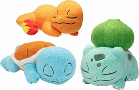 Pokémon 5" Sleeping Squirtle, Charmander, Bulbasaur Starter Plush 3-Pack - Officially Licensed - Authentic Soft Stuffed Animal Toy Figure Set - Gift for Kids, Boys, Girls - 2 