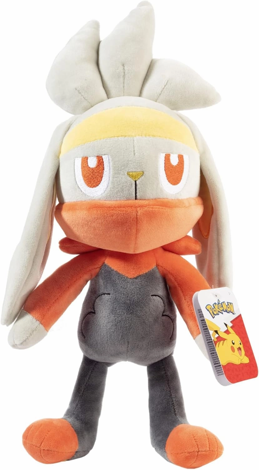 Pokémon Large 12" Raboot Plush - Officially Licensed - Sword and Shield Scorbunny & Cinderace Evolution - Authentic Soft Stuffed Animal Toy Figure - Great Gift for Kids, Boys, Girls - 2 