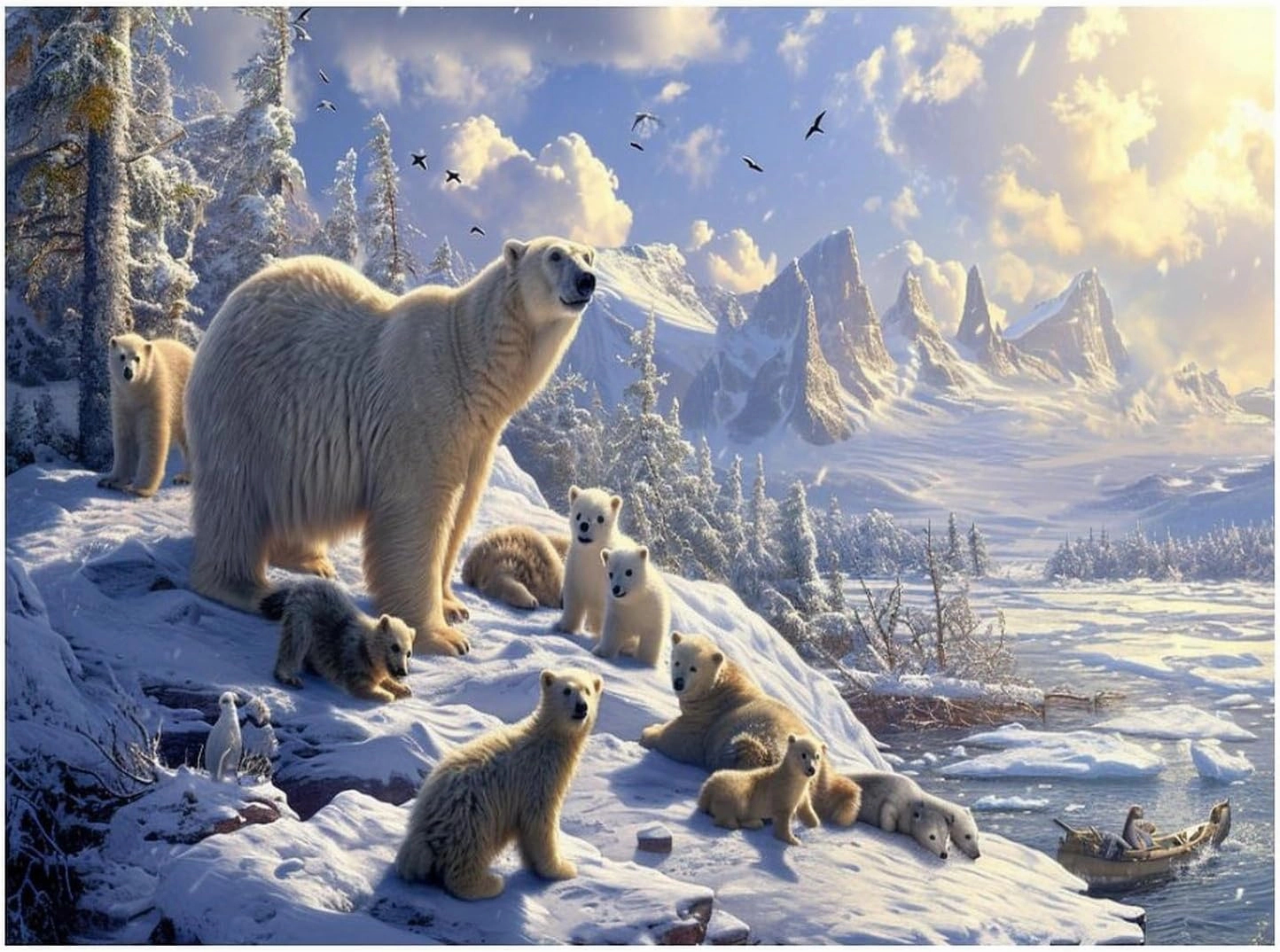 Polar Bear 500 Piece Jigsaw Puzzle,Arctic Scenery Wooden Puzzle for Adults, Wooden Puzzle,Educational Toy,500 PCS