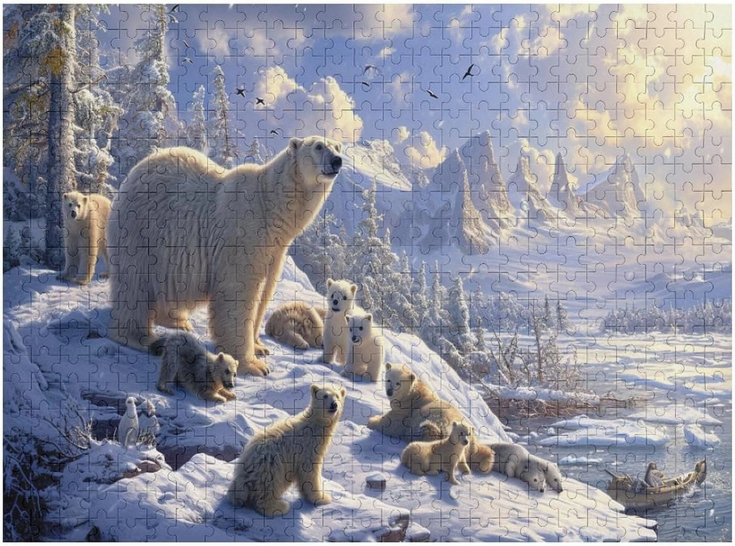 Polar Bear 500 Piece Jigsaw Puzzle,Arctic Scenery Wooden Puzzle for Adults, Wooden Puzzle,Educational Toy,500 PCS