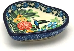 Polish Pottery Tea Bag Holder - Heart - Unikat Signature - U3271
