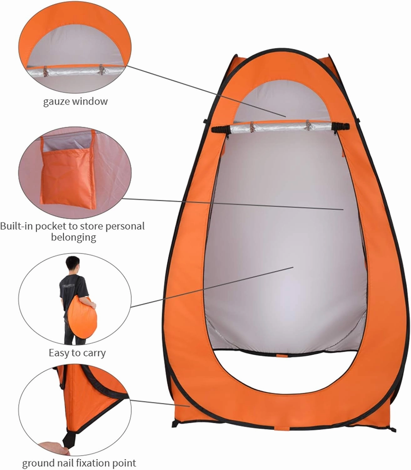 Pop Up Privacy Shower Tent,Portable Changing Tent for Camping,Beach & Hiking,Lightweight with Carry Bag, Quick Setup,Outdoor Rain Shelter,Camp Toilet