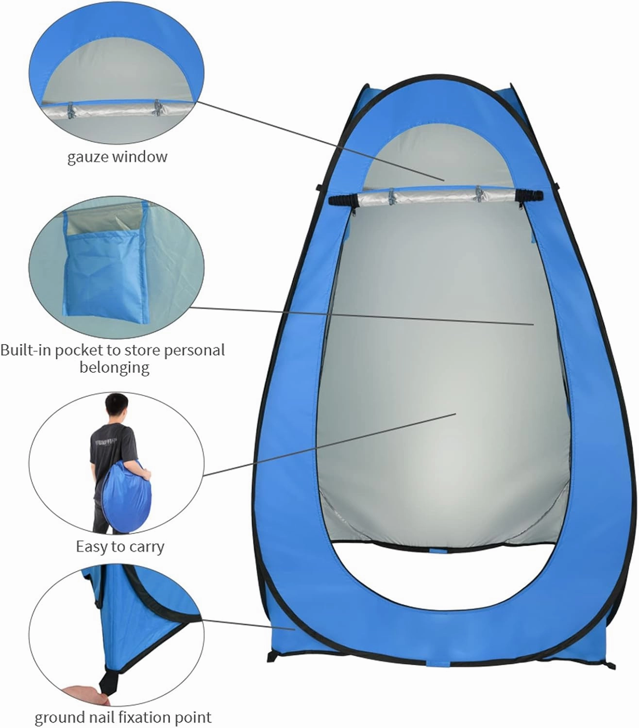 Pop Up Privacy Shower Tent,Portable Changing Tent for Camping,Beach & Hiking,Lightweight with Carry Bag, Quick Setup,Outdoor Rain Shelter,Camp Toilet