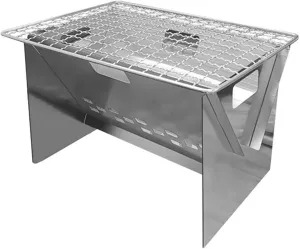 Portable Backpacking Stove with Grill Grid, Folding Stainless Steel Charcoal Grill, for Hiking Picnic Garden Backyard Cooking