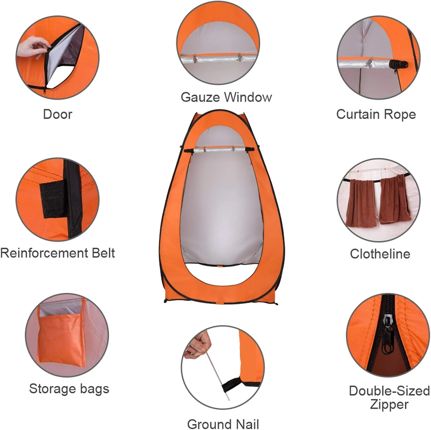 Portable Pop Up Shower Privacy Tent,Lightweight Single Shower Tent,Waterproof Camping Shower Tent,Outdoor Camping Bathroom Toilet Tent,with Carry Bag,for Hiking Picnic