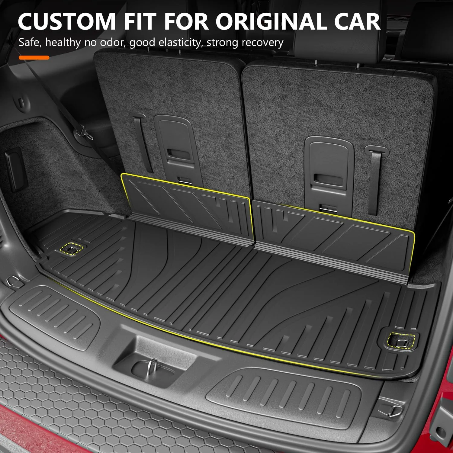 powoq Trunk Mat Compatible with 2016-2025 Dodge Durango 6&7 Seats TPE Trunk Liner Cargo Liner Replacement for 2016-2025 Dodge Durango Accessories (Trunk Mat 6&7 Seats)
