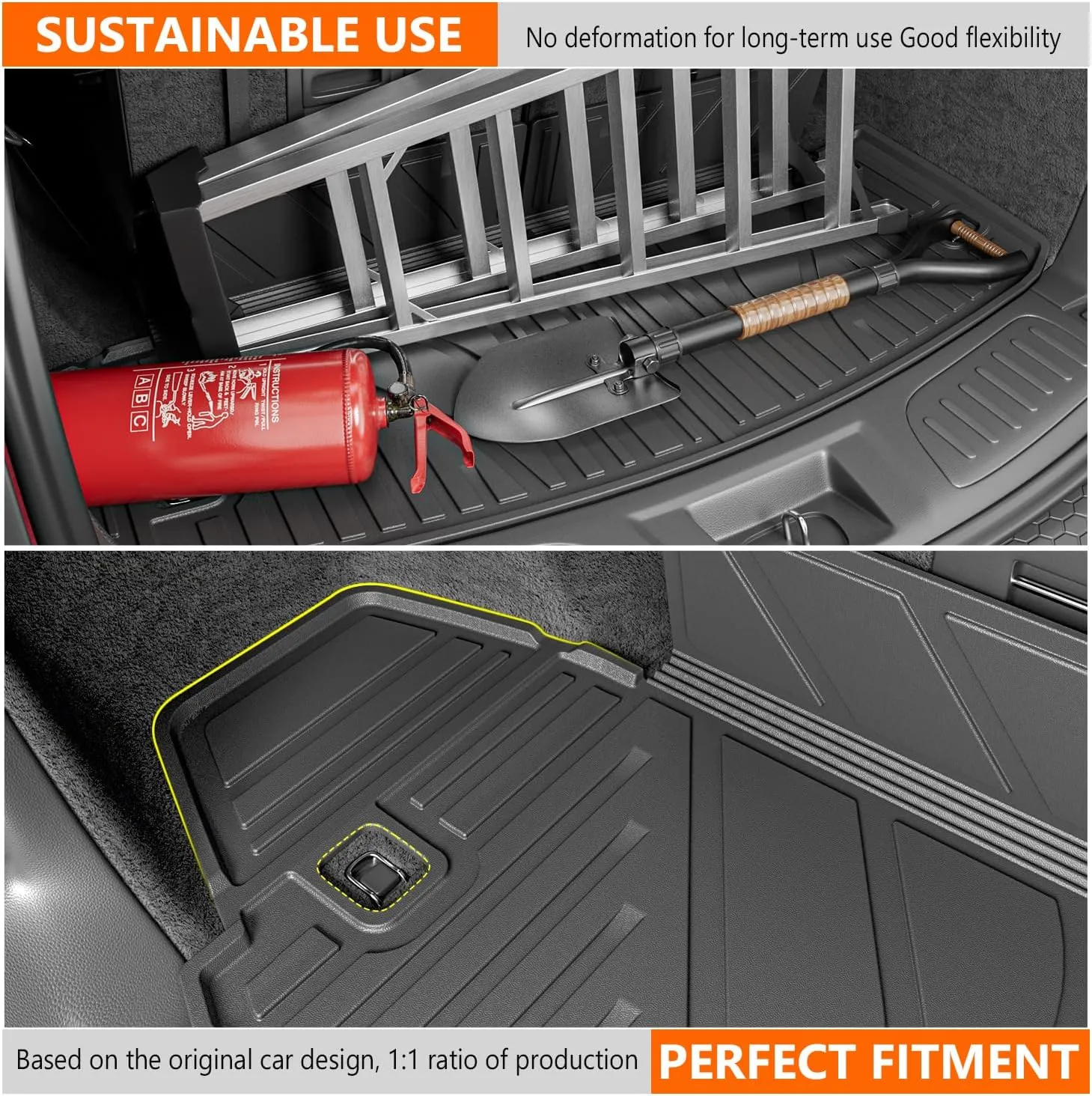 powoq Trunk Mat Compatible with 2016-2025 Dodge Durango 6&7 Seats TPE Trunk Liner Cargo Liner Replacement for 2016-2025 Dodge Durango Accessories (Trunk Mat 6&7 Seats)
