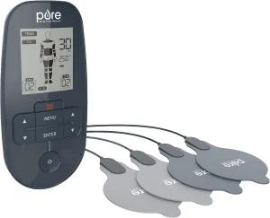 Pure Enrichment PurePulse Trio TENS & EMS Muscle Stimulator   Heat - Advanced Relief with 9 TENS Modes, 7 EMS Modes, 2 Heat Settings, Dual Channels   Convenient Portable Belt Clip & Storage Bag