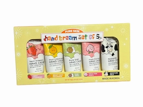 Pure Skin Korean Hand Cream Set, 5 Varieties, Sweet Strawberry, Yuza, Pure Snail, Fresh Peach, Moisture Milk, 1.059 oz/30g Each