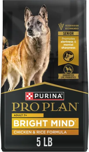 Purina Pro Plan Senior Dog Food With Probiotics for Dogs, Bright Mind 7  Chicken & Rice Formula - 5 lb. Bag
