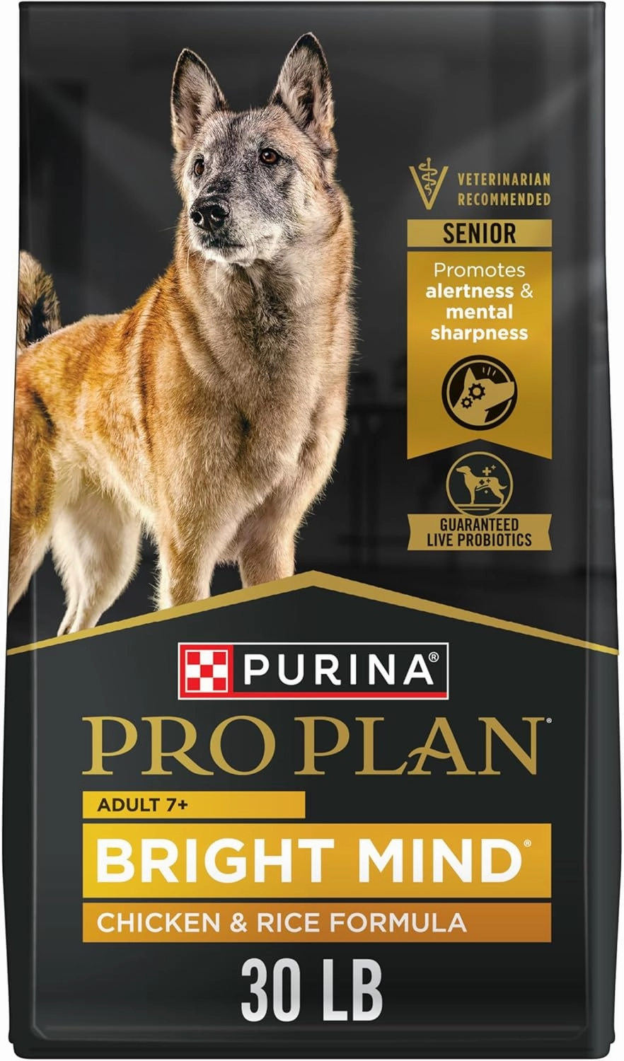 Purina Pro Plan Senior Dog Food With Probiotics for Dogs, Bright Mind 7  Chicken & Rice Formula - 30 lb. Bag