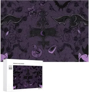 Purple Black Goth Spooky Puzzles 300 Pieces Personalized Jigsaw Puzzles Purple Black Goth Spooky Photo Puzzle Challenging Picture Puzzle for Adults Personaliz Jigsaw with Storage Bag (15.7" X 11")
