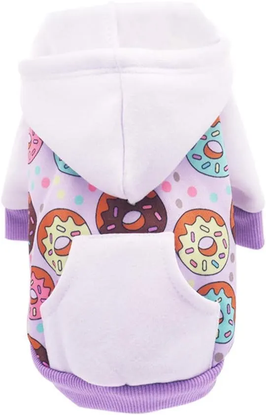 Purple Puppy Dog Hoodies for Small Medium Dogs, Christmas Hooded Sweatshirt with Pocket Pet Cat Hoody Clothes Sweaters Fleece Coat Dog Costume Winter