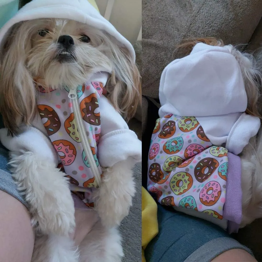 Purple Puppy Dog Hoodies for Small Medium Dogs, Christmas Hooded Sweatshirt with Pocket Pet Cat Hoody Clothes Sweaters Fleece Coat Dog Costume Winter