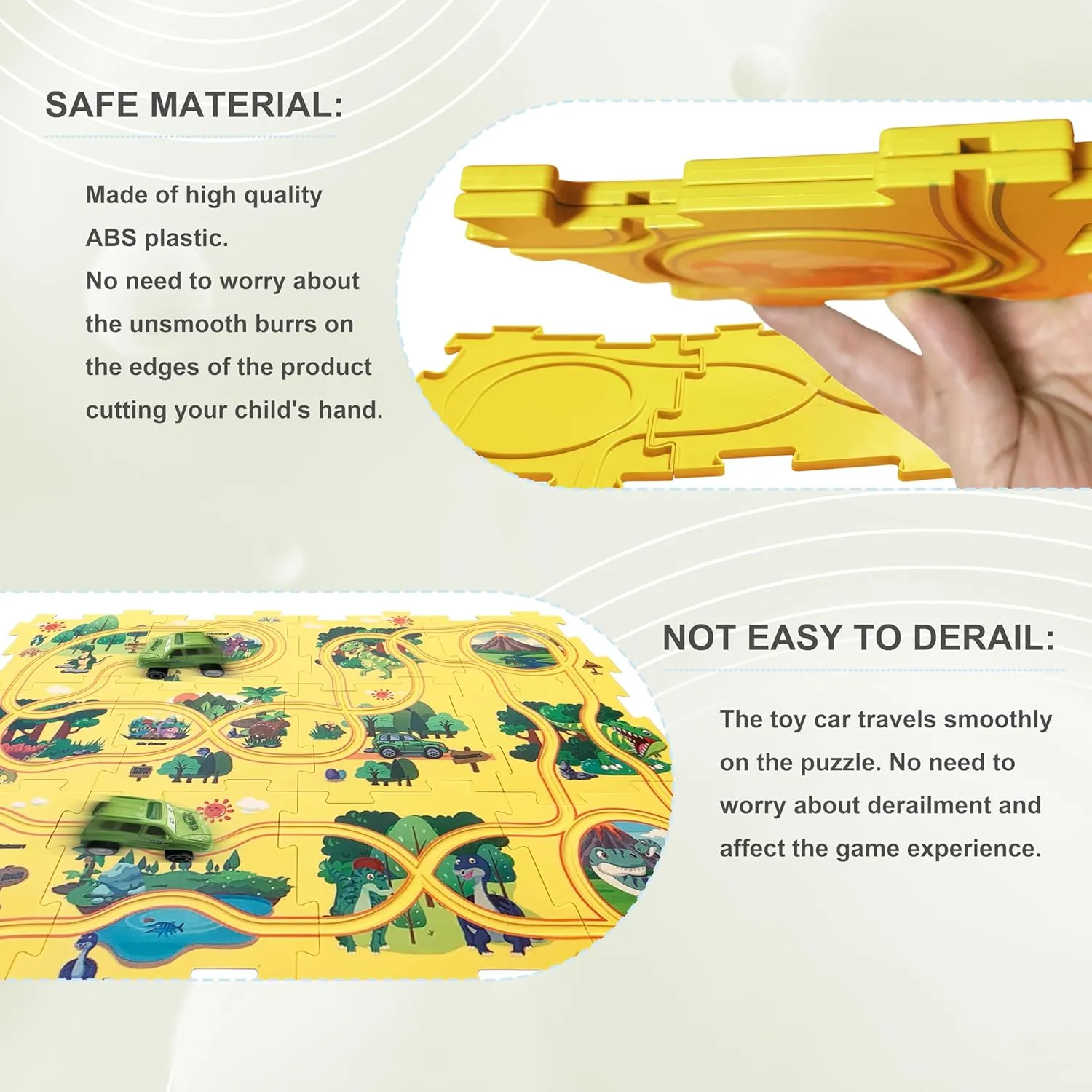 Puzzle Track Car Play Set 25PCS Racer Kids Car Track Set, Dinosaur-Themed Puzzles, Educational Montessori Toys for 3-6 Year Old Boys & Girls