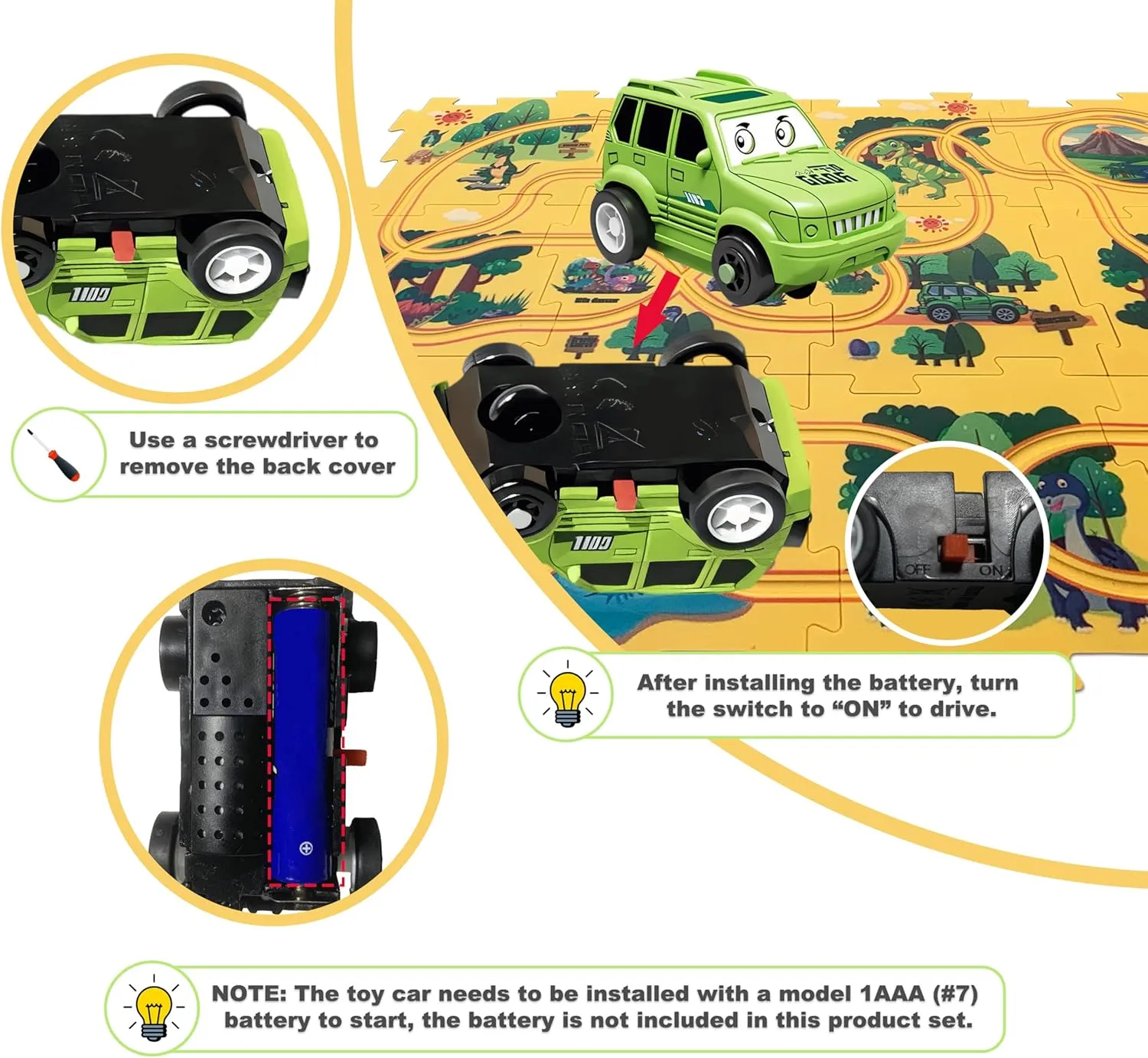 Puzzle Track Car Play Set 25PCS Racer Kids Car Track Set, Dinosaur-Themed Puzzles, Educational Montessori Toys for 3-6 Year Old Boys & Girls