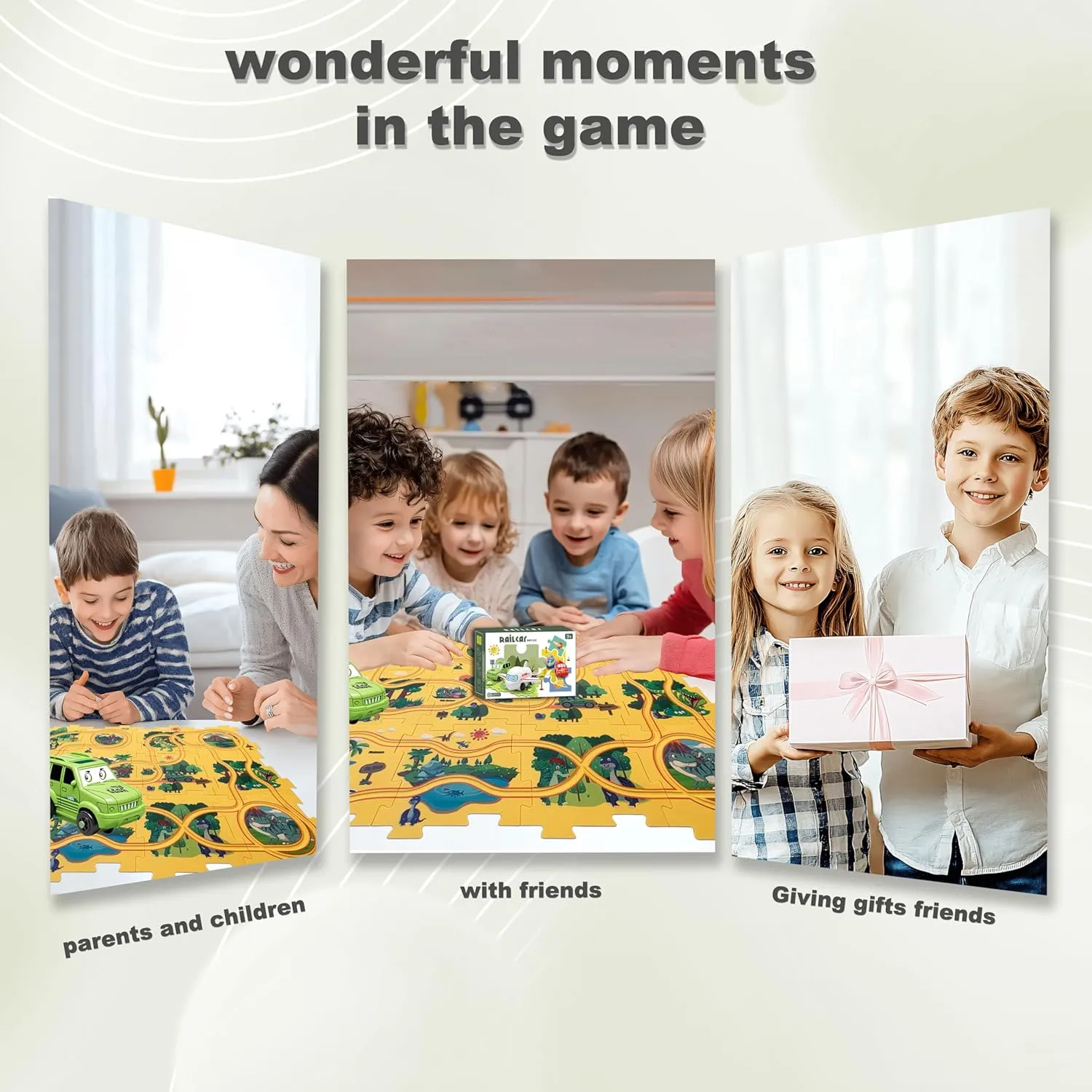 Puzzle Track Car Play Set 25PCS Racer Kids Car Track Set, Dinosaur-Themed Puzzles, Educational Montessori Toys for 3-6 Year Old Boys & Girls