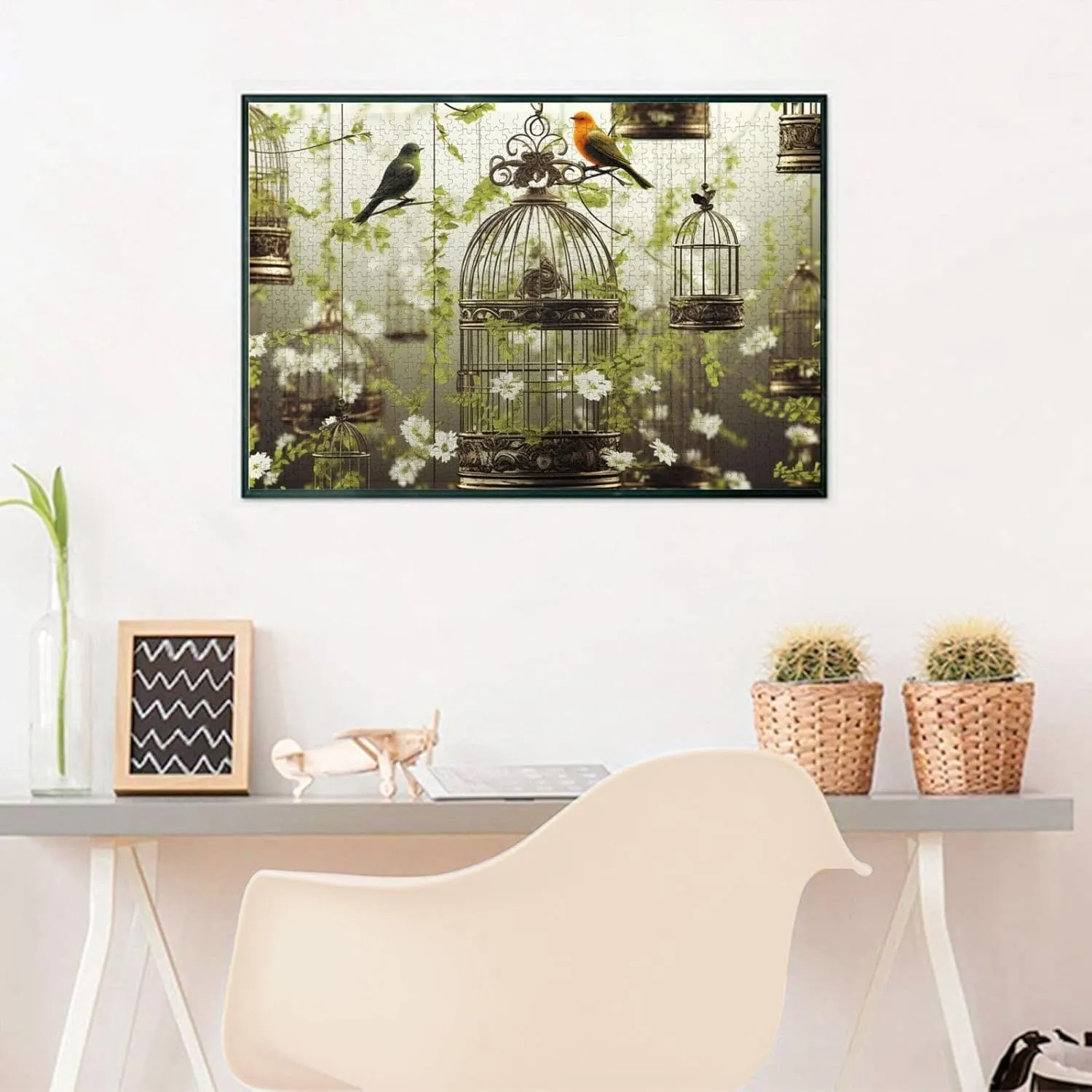 Puzzles 1000 Pieces Personalized Jigsaw Puzzles Birdcages and Birds Photo Puzzle Challenging Picture Puzzle for Adults Personaliz Jigsaw with Storage Bag (29.5" x 19.7")
