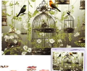 Puzzles 1000 Pieces Personalized Jigsaw Puzzles Birdcages and Birds Photo Puzzle Challenging Picture Puzzle for Adults Personaliz Jigsaw with Storage Bag (29.5" x 19.7")
