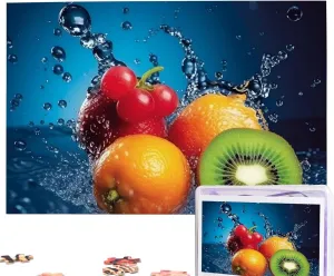 Puzzles 1000 Pieces Personalized Jigsaw Puzzles Water Drops Fruits Photo Puzzle Challenging Picture Puzzle for Adults Personaliz Jigsaw with Storage Bag (29.5" x 19.7")