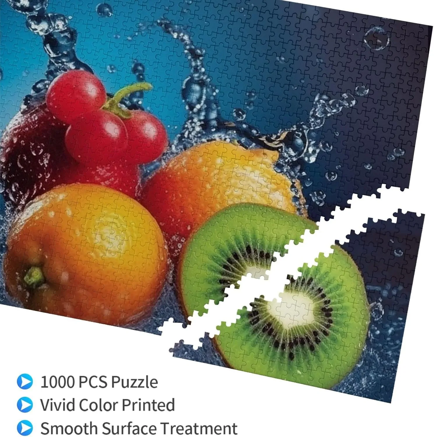 Puzzles 1000 Pieces Personalized Jigsaw Puzzles Water Drops Fruits Photo Puzzle Challenging Picture Puzzle for Adults Personaliz Jigsaw with Storage Bag (29.5" x 19.7")