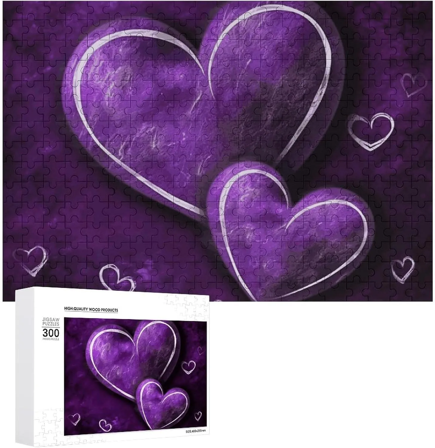 Puzzles 300 Pice Personalized Jigsaw Puzzles Purple Hearts Photos Puzzle for Family Picture Puzzle for Adults Wedding Birthday