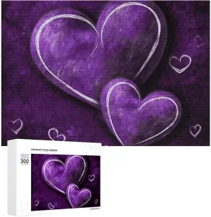 Puzzles 300 Pice Personalized Jigsaw Puzzles Purple Hearts Photos Puzzle for Family Picture Puzzle for Adults Wedding Birthday