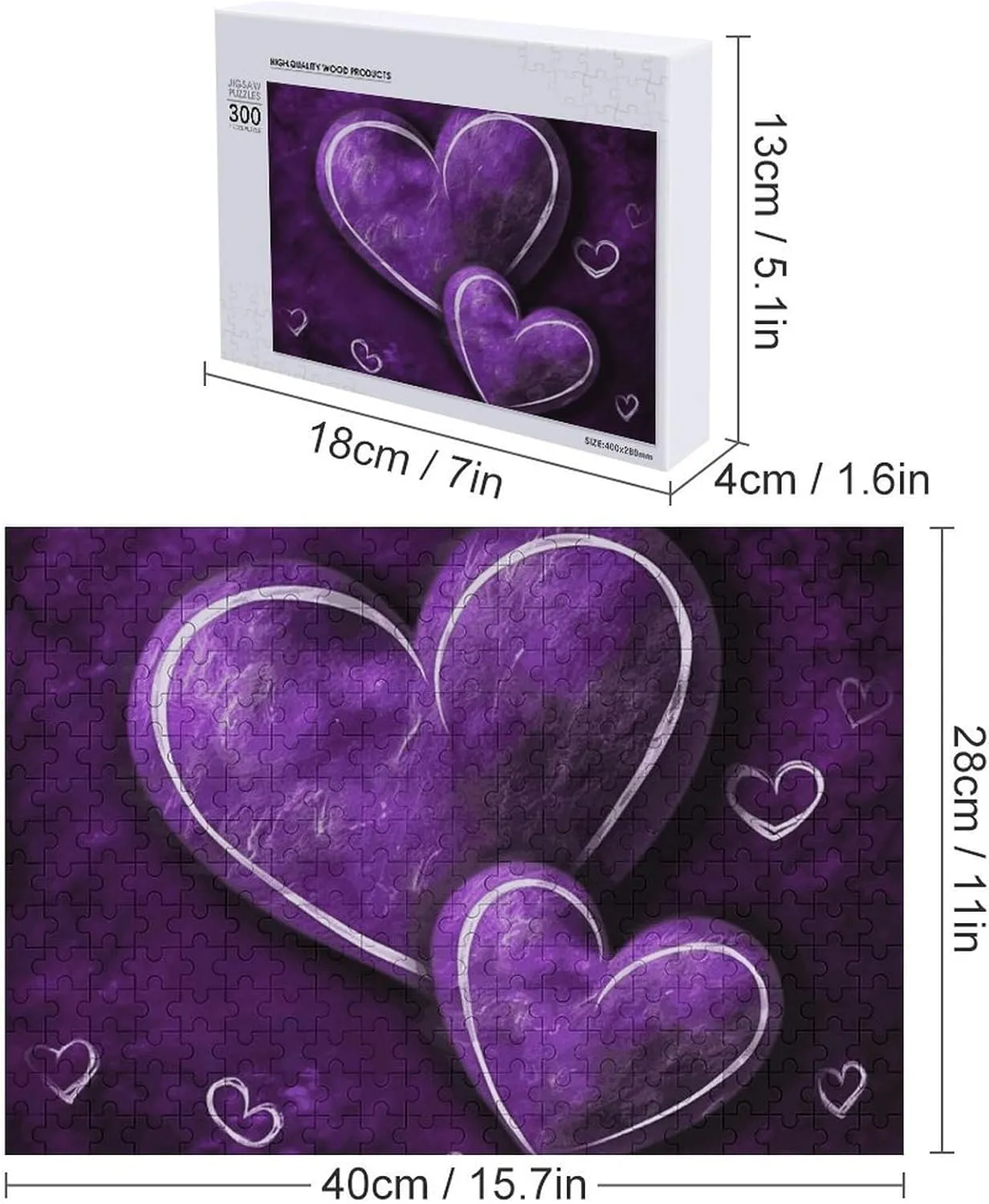 Puzzles 300 Pice Personalized Jigsaw Puzzles Purple Hearts Photos Puzzle for Family Picture Puzzle for Adults Wedding Birthday