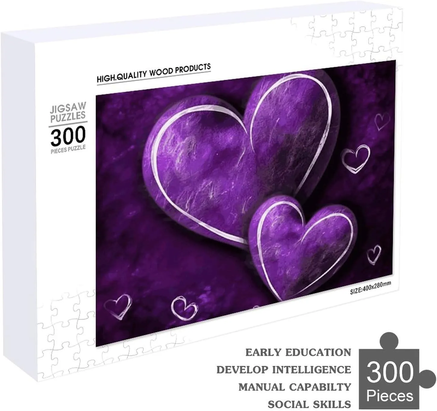 Puzzles 300 Pice Personalized Jigsaw Puzzles Purple Hearts Photos Puzzle for Family Picture Puzzle for Adults Wedding Birthday