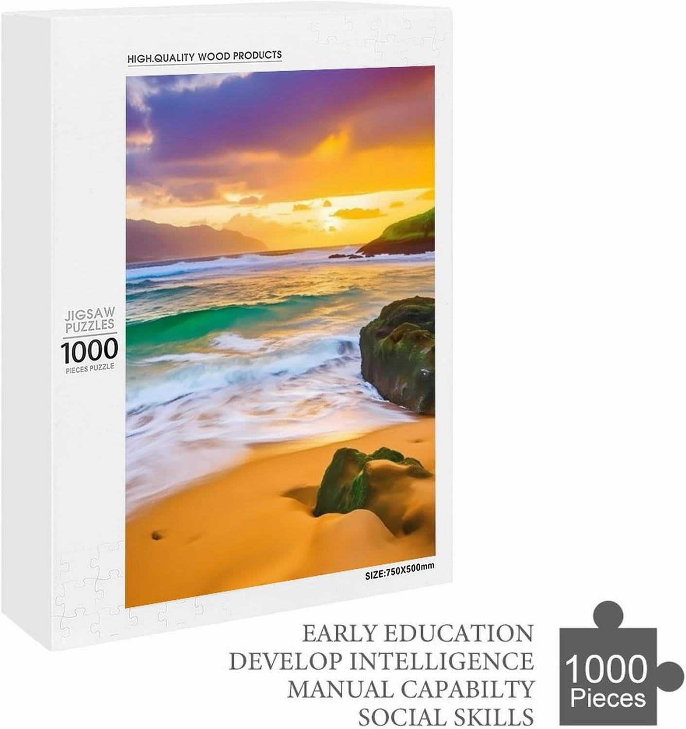 Puzzles for Adults 1000 Pieces - Beautiful Sunset on The Beach Beach Landscapes Best Challenging Puzzles for Cognitive Workout - Safe Eco-Friendly - Most Popular Leisure Activities