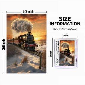 Puzzles for Adults 1000 Pieces Jigsaw Puzzles with Letters on Back A steam Train Traveling Through The Snow at Sunset Generative Difficult Hard Cool Puzzle 1000 Piece Puzzle Clearance