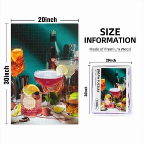 Puzzles for Adults 1000 Pieces Jigsaw Puzzles with Letters on Back Alcoholic Cocktails Drinks Set Strong Alcohol Bottles Liquor and Difficult Hard Cool Puzzle 1000 Piece Puzzle Clearance
