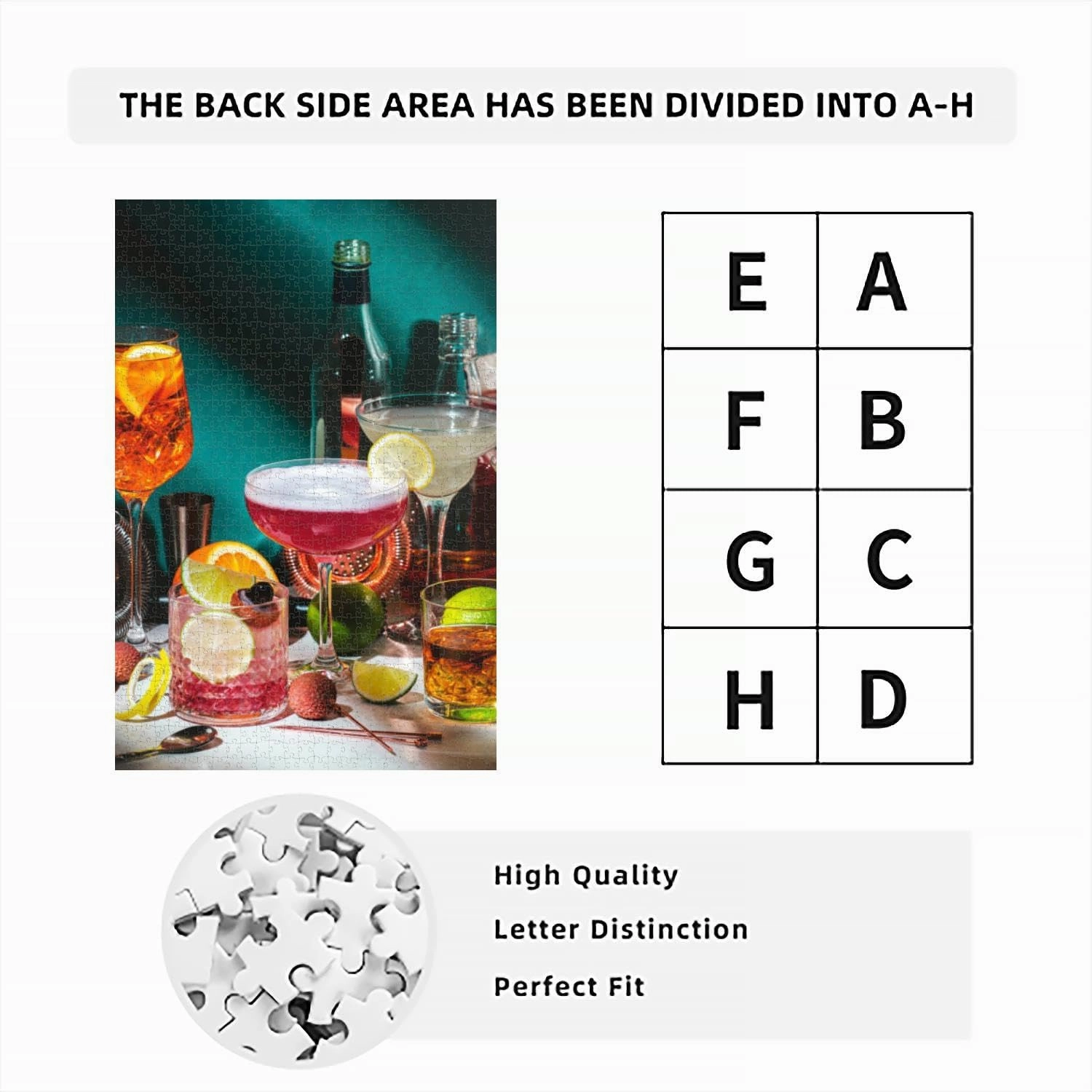 Puzzles for Adults 1000 Pieces Jigsaw Puzzles with Letters on Back Alcoholic Cocktails Drinks Set Strong Alcohol Bottles Liquor and Difficult Hard Cool Puzzle 1000 Piece Puzzle Clearance