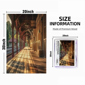 Puzzles for Adults 1000 Pieces Jigsaw Puzzles with Letters on Back Sunset Glow at The Train Station Platform Difficult Hard Cool Puzzle 1000 Piece Puzzle Clearance