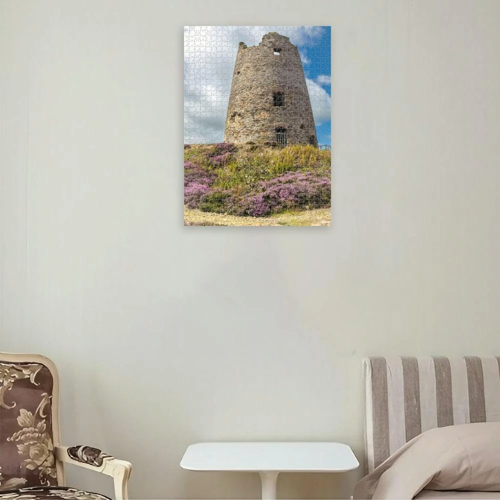 Puzzles for Adults 1000 Pieces Jigsaw Puzzles with Letters on Back The Old Windmill at Pary's Mountain Wales Difficult Hard Cool Puzzle 1000 Piece Puzzle Clearance