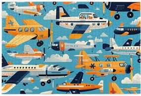 Puzzles for Adults 1000 Pieces, Wooden Jigsaw Puzzles 1000 Pieces, Challenging Puzzle Home Decoration Picture Frame for Family Friends Adults, 29.5x19.7 in, Cartoon Airplane Helicopter