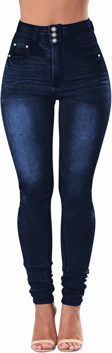 Qazel Vorrlon Women's High Waisted Jeans for Women Ripped Skinny Stretch Distressed Jeans High Rise Butt Lifting Demin Pants