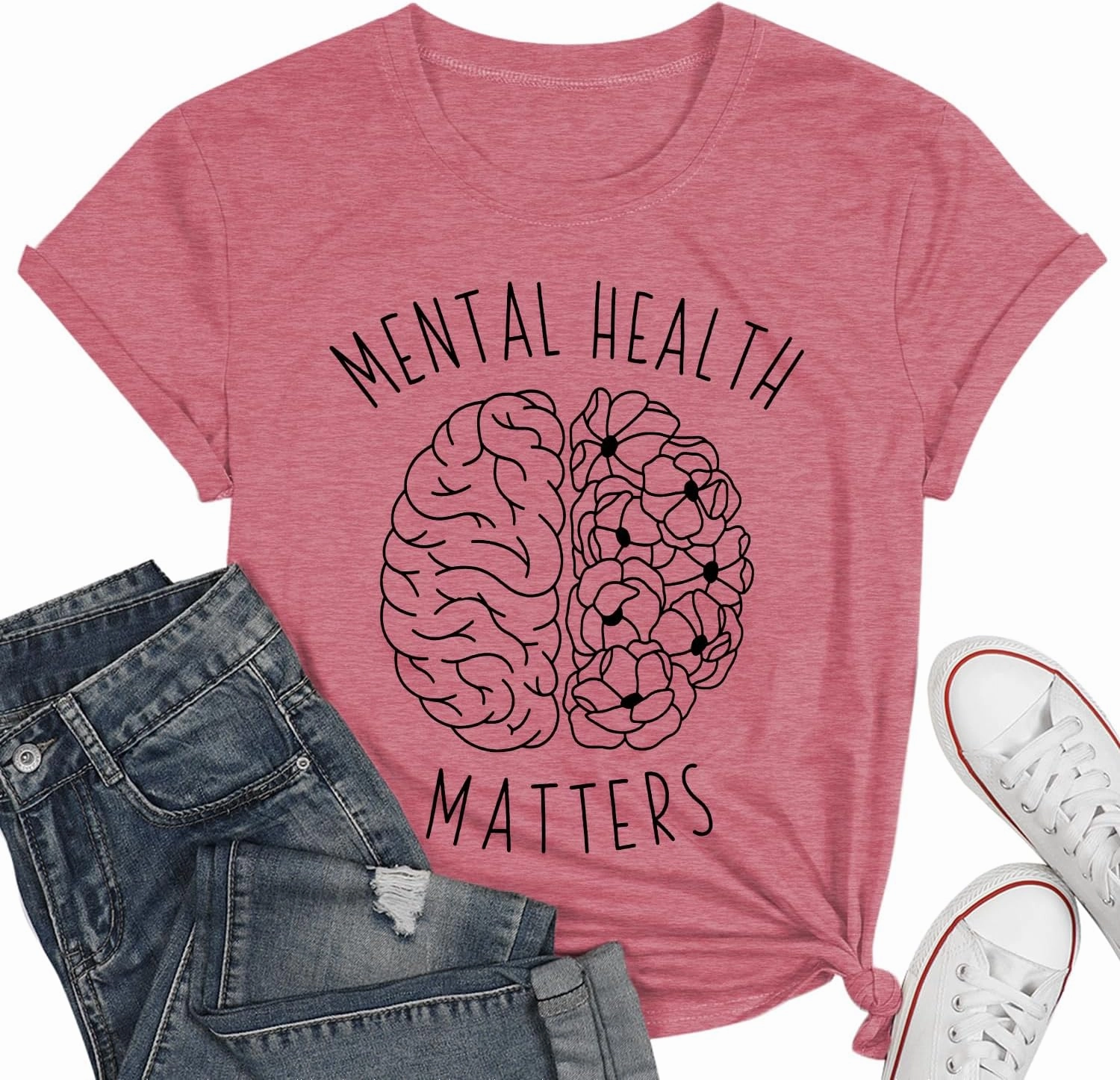 qdl Mental Health Matters Shirt Women Human Brain Illness Awareness Tshirts Therapist Psychologist Short Sleeve