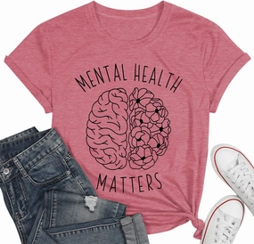 qdl Mental Health Matters Shirt Women Human Brain Illness Awareness Tshirts Therapist Psychologist Short Sleeve