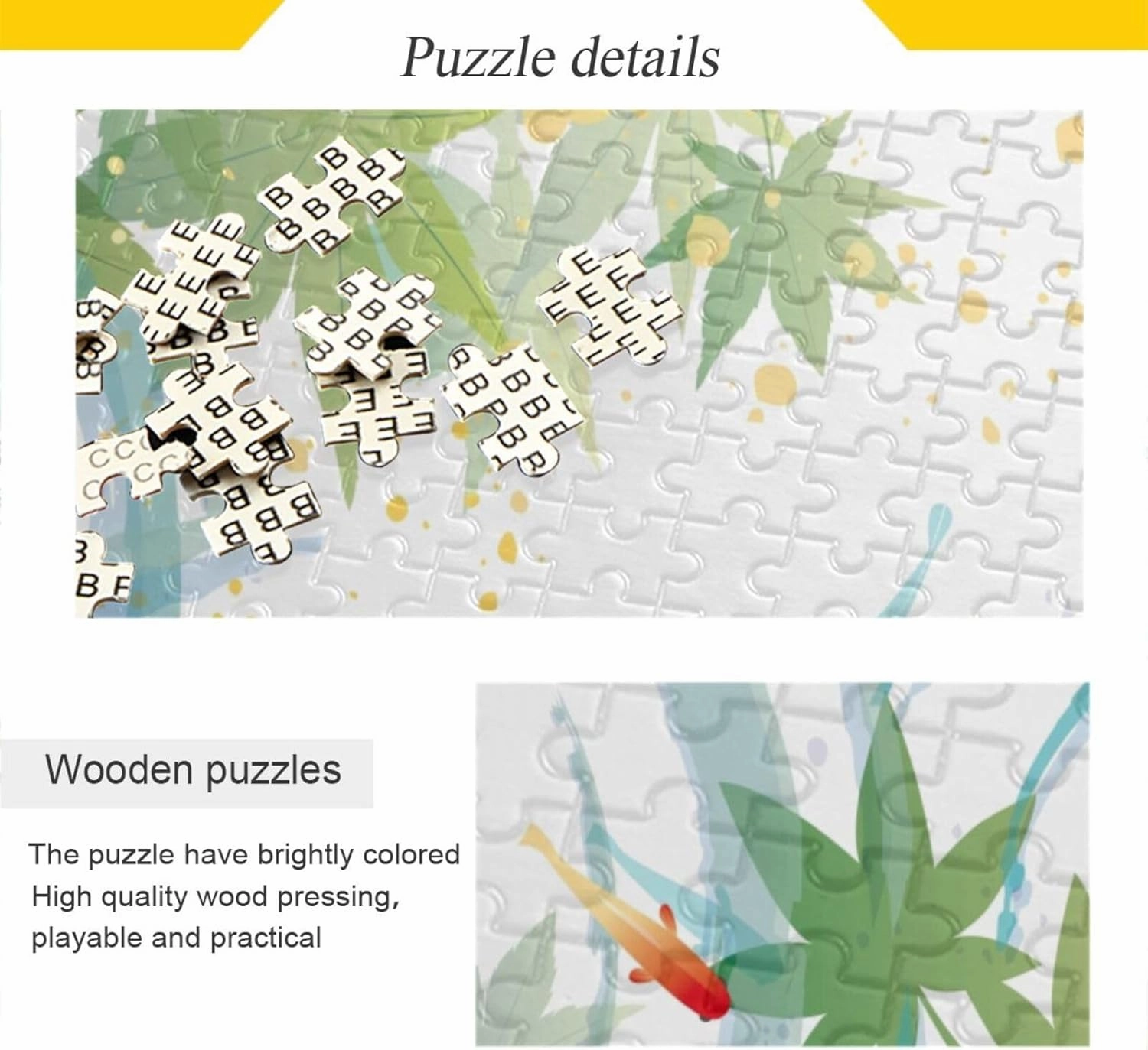 QUGRL Japanese Fish Leaves Jigsaw Puzzle 1000 Pieces for Adults Teens Watercolor Water Pool DIY Wall Art Intellectual Decompressing Educational Fun Game