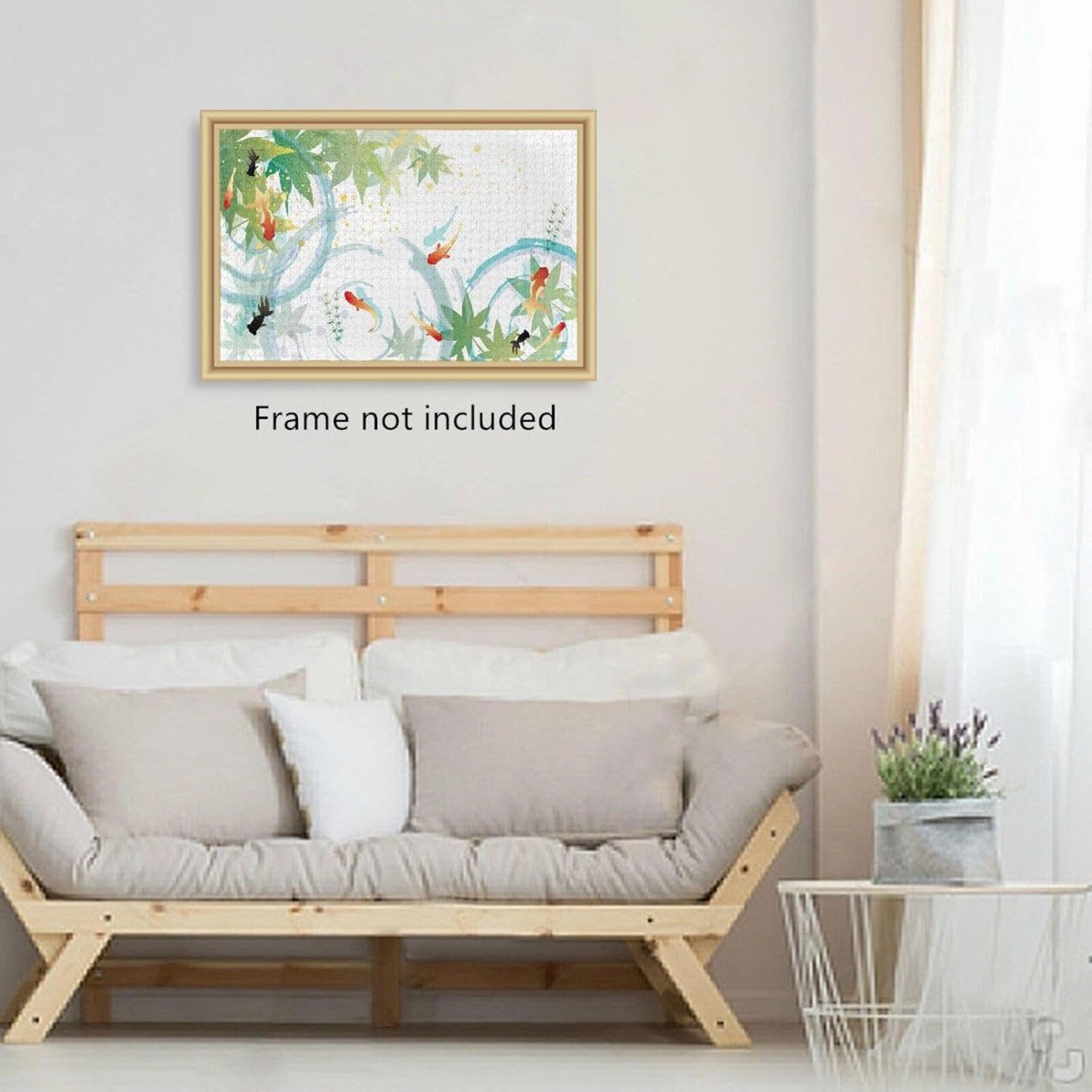 QUGRL Japanese Fish Leaves Jigsaw Puzzle 1000 Pieces for Adults Teens Watercolor Water Pool DIY Wall Art Intellectual Decompressing Educational Fun Game